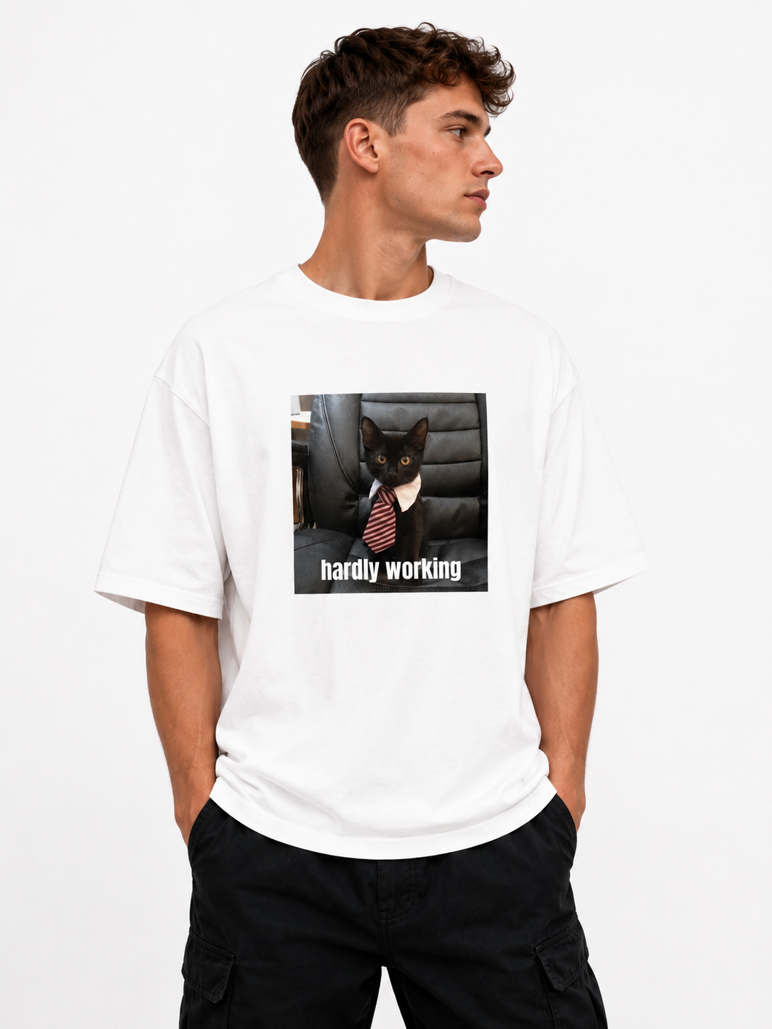 Oversized T-Shirt – "Work hard" | Minimalist Streetwear Tee