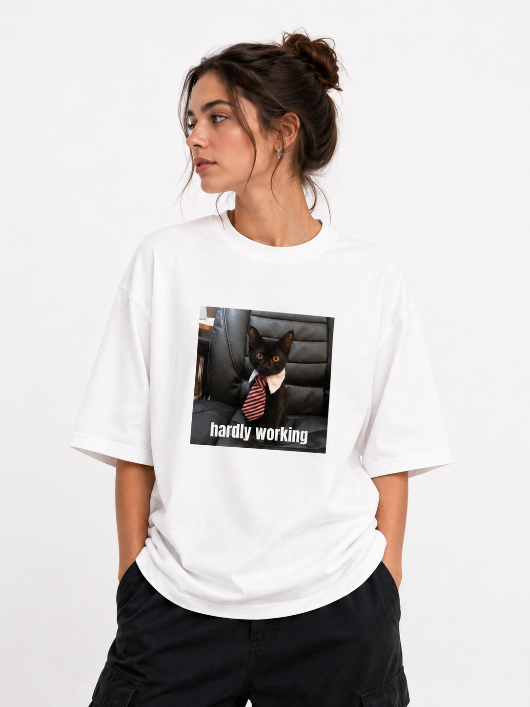 Oversized T-Shirt – "Work hard" | Minimalist Streetwear Tee